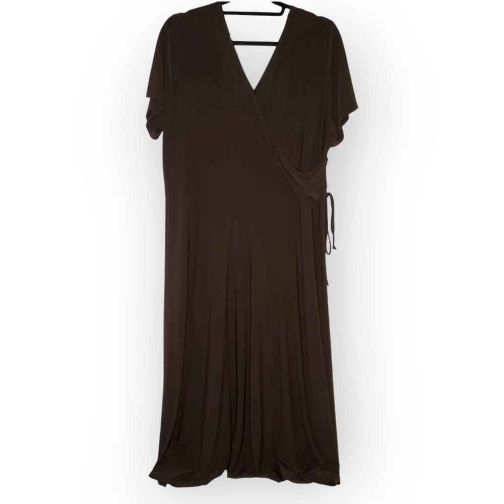 Tradition Dark Brown Jersey Wrap with Cinch Side Closure